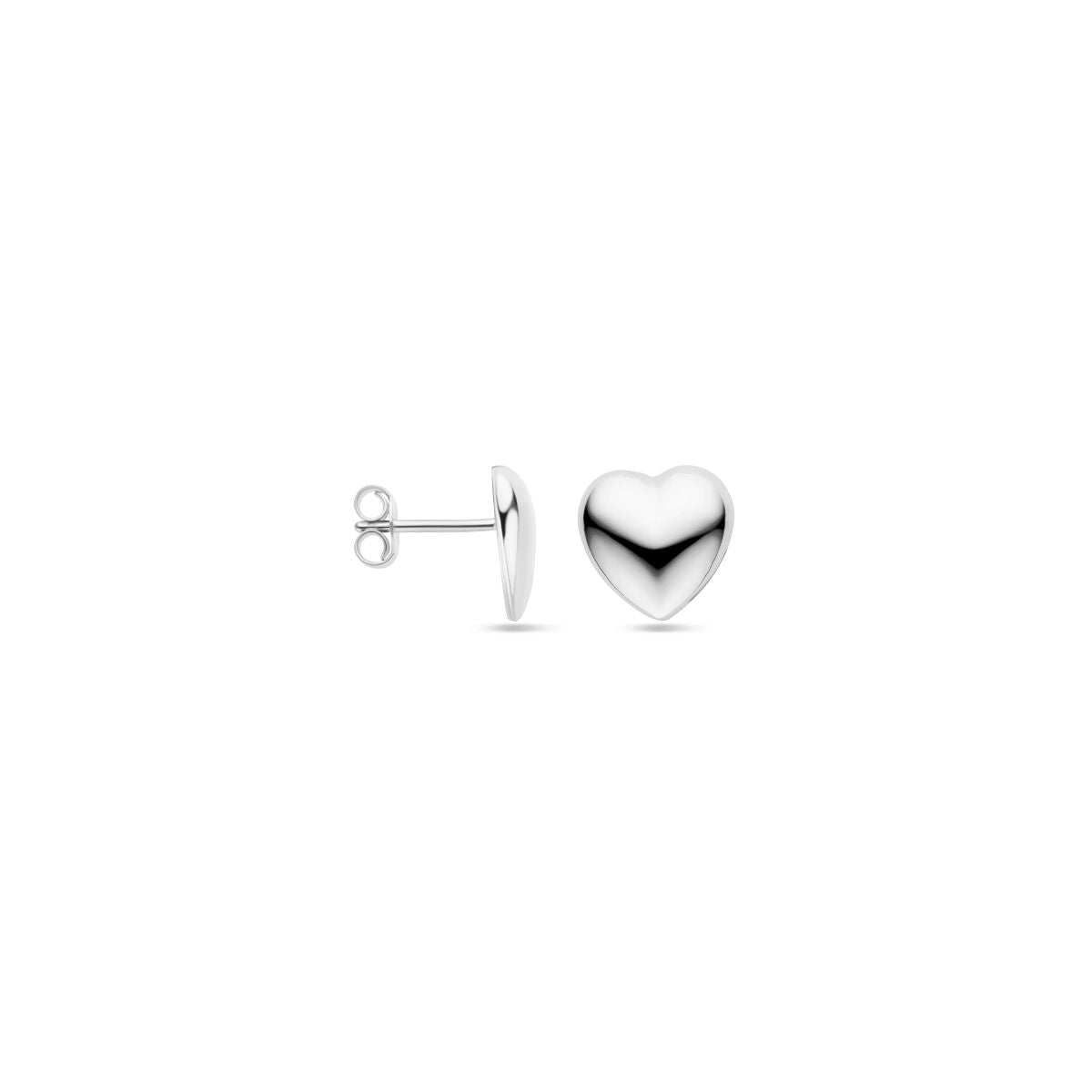 orecchini a bottone cuore 11 mm argento rodiato