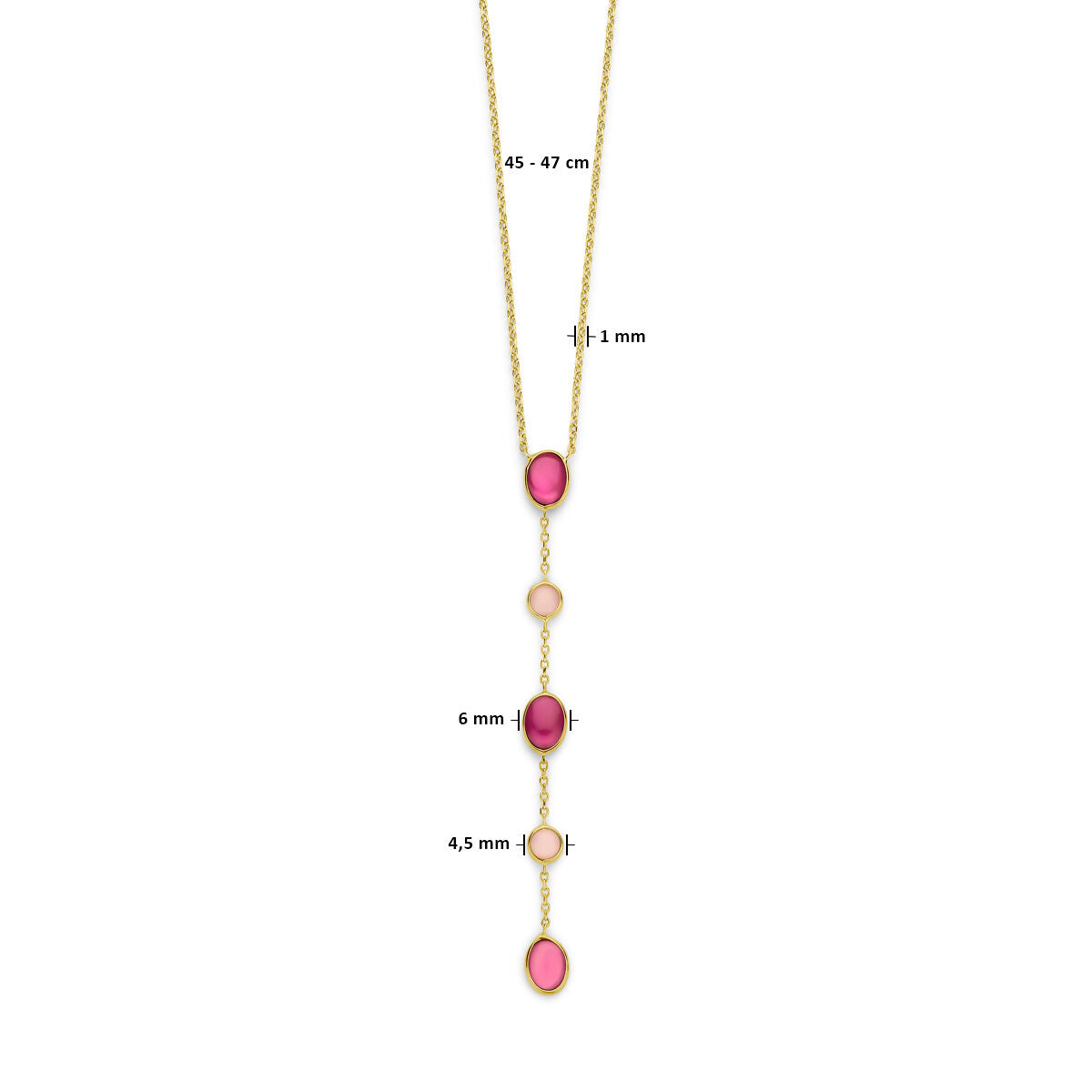 Collana da donna in oro con opale rosa e rubino 14K