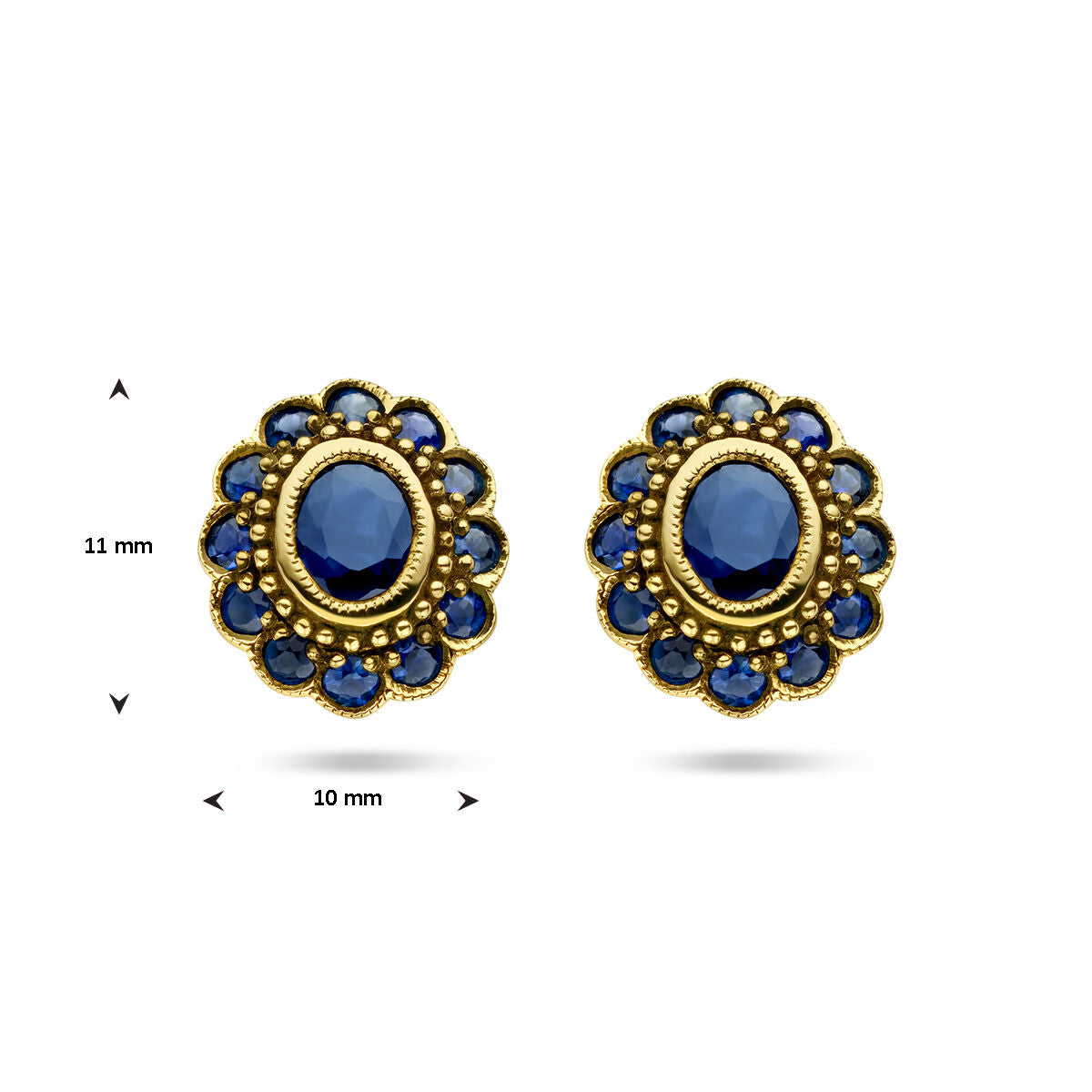 orecchini a bottone zaffiro oro giallo 14K
