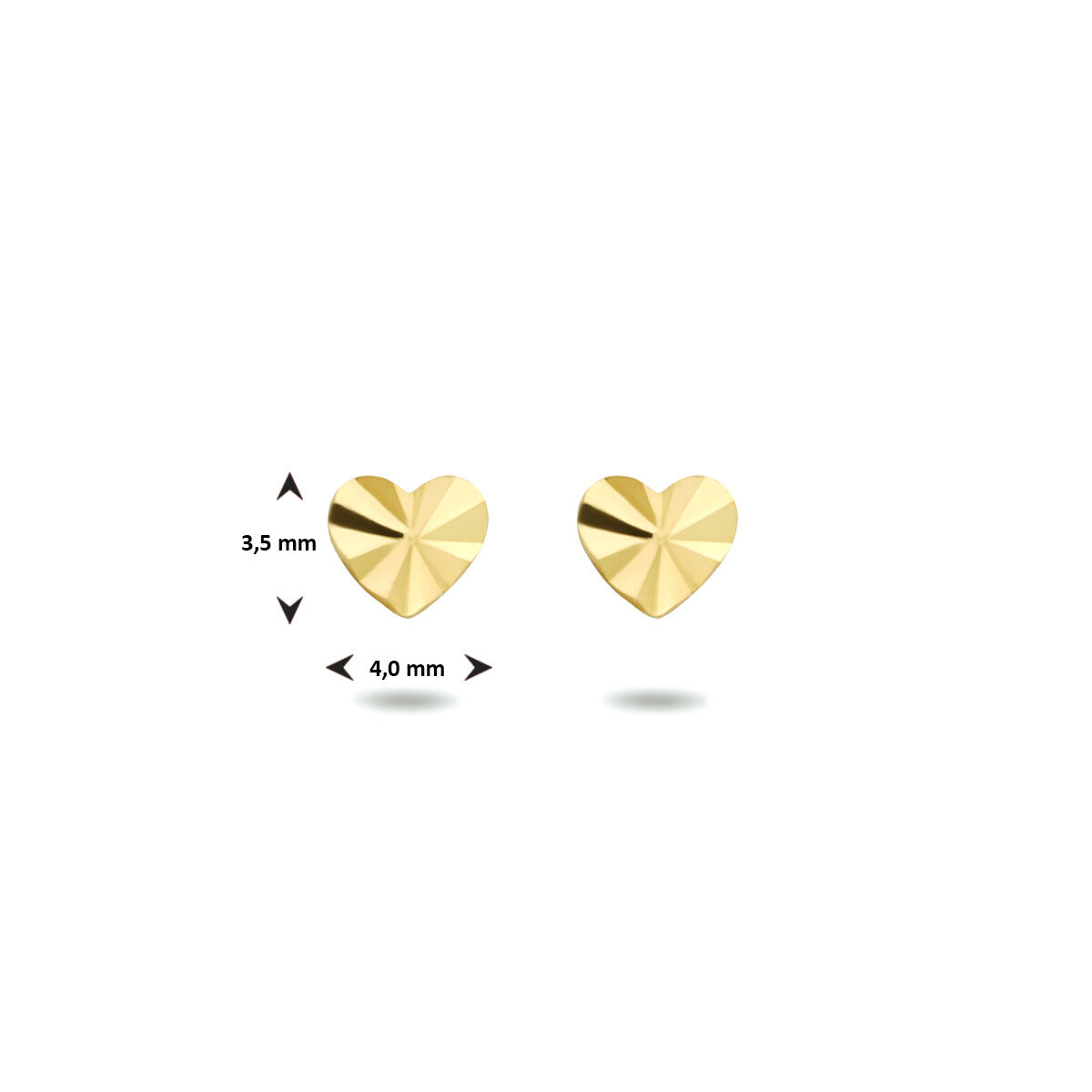 orecchini a bottone cuore diamantato oro giallo 14K