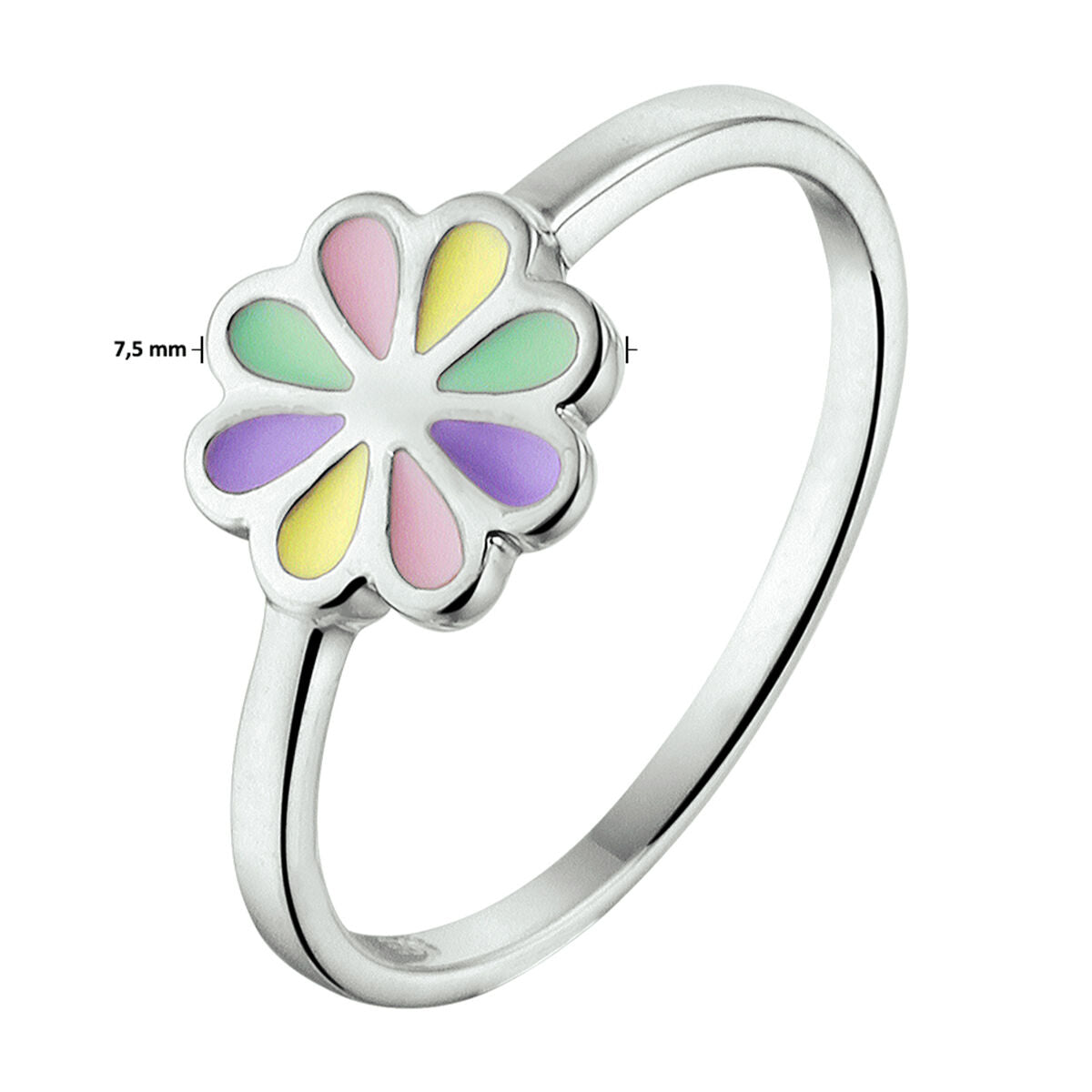 anello fiore argento rodiato