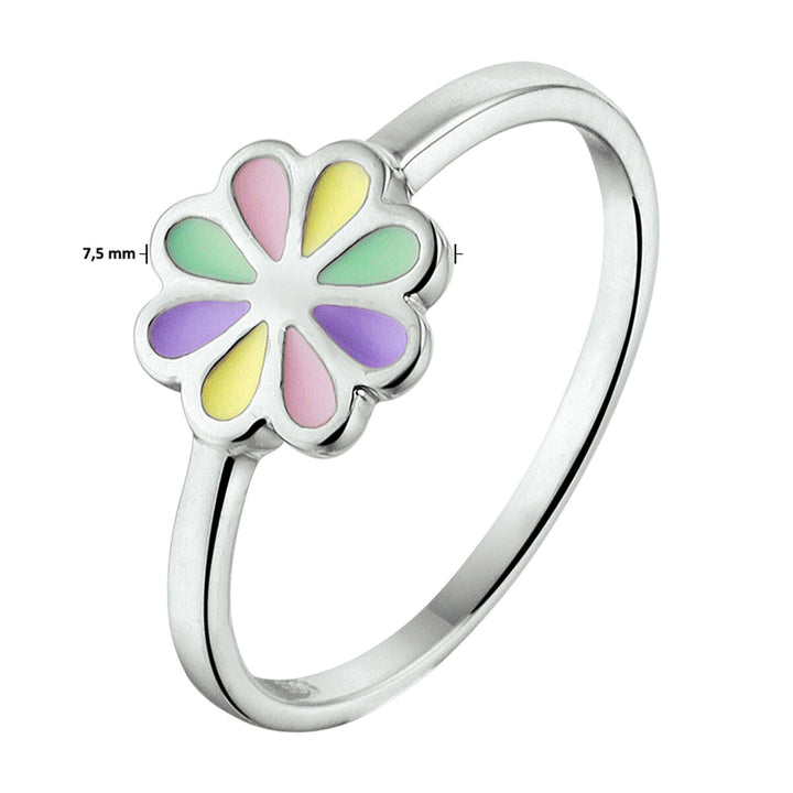 ring bloem zilver gerhodineerd