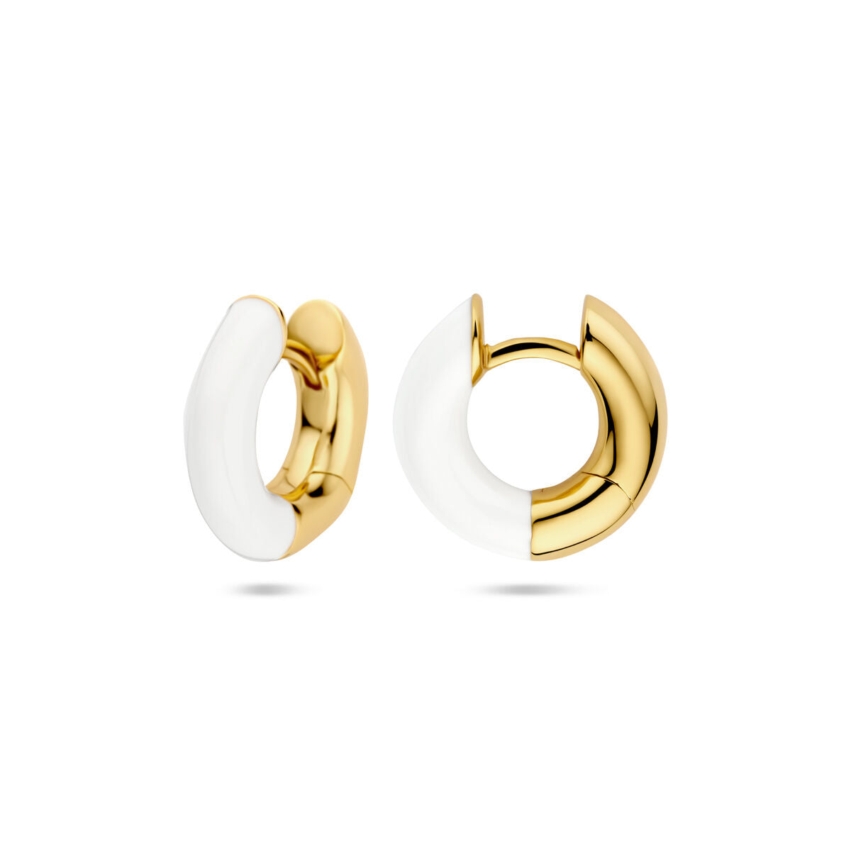 orecchini a farfalla smalto bianco 4 mm 1 micron argento placcato oro (giallo)