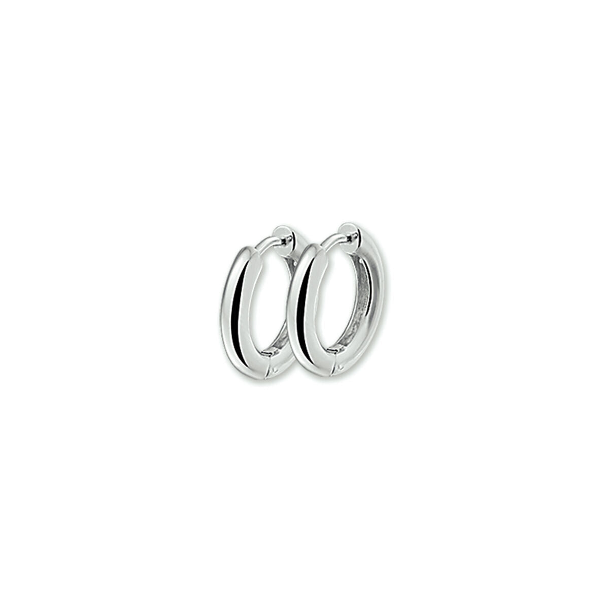 Orecchini alla creola argentati di 2,8 mm, con chiusura a scatto.
