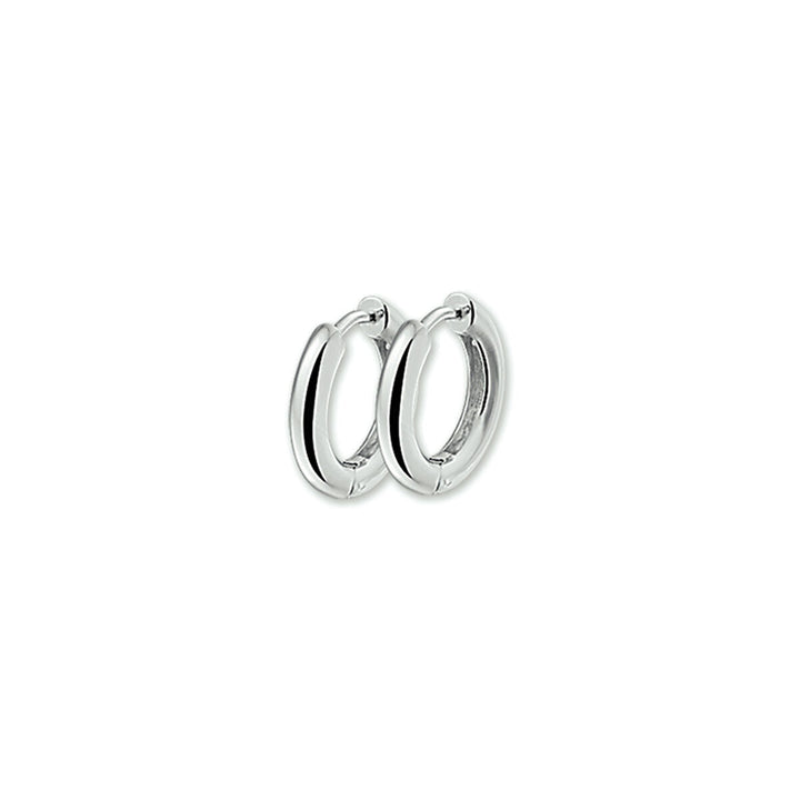 Orecchini alla creola argentati di 2,8 mm, con chiusura a scatto.