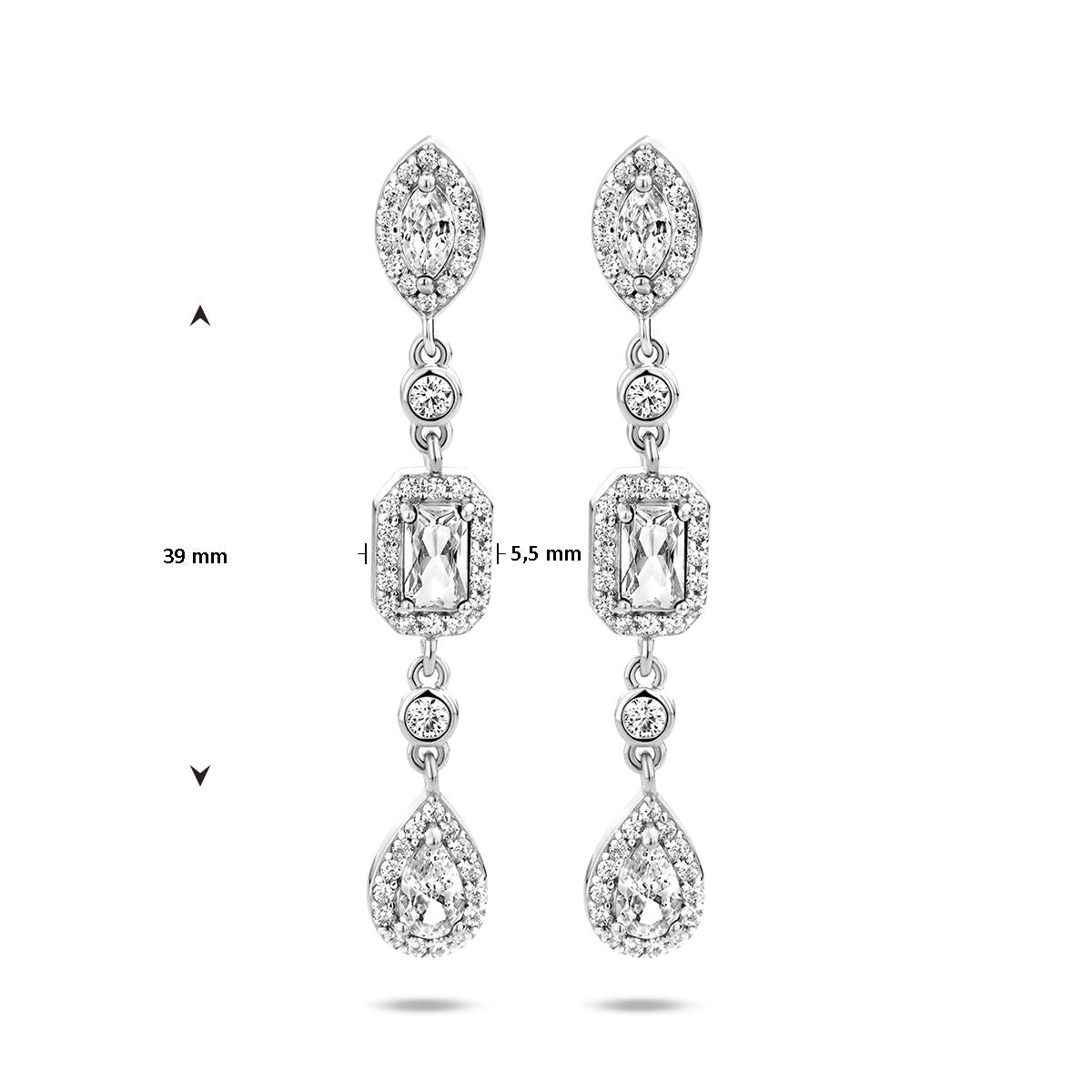 orecchini pendenti zircone argento rodiato
