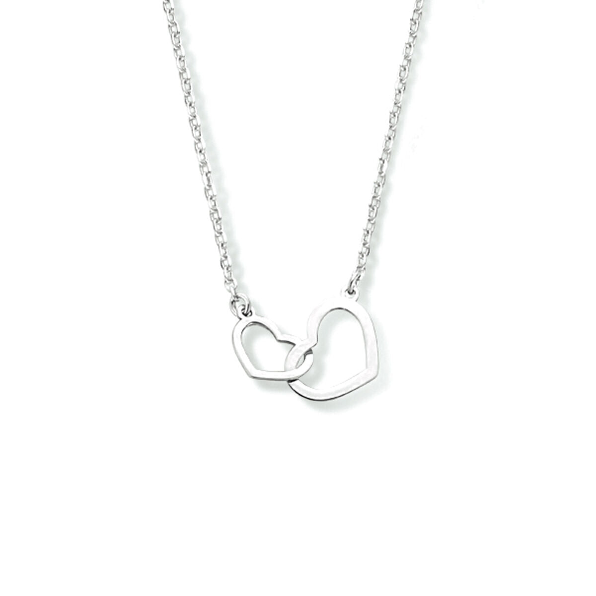 Collana con cuori in argento rodiato, lunghezza 40 + 4 cm.