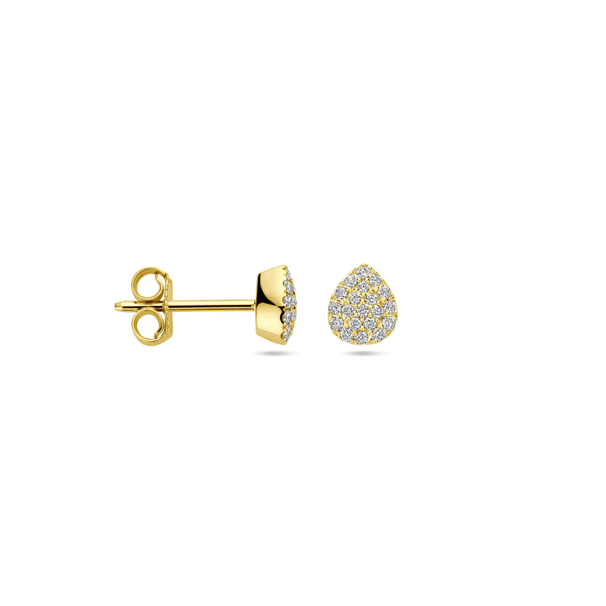 Orecchini a bottone goccia diamante 0.21ct (2x 0.105ct) h si 6 mm oro giallo 14K