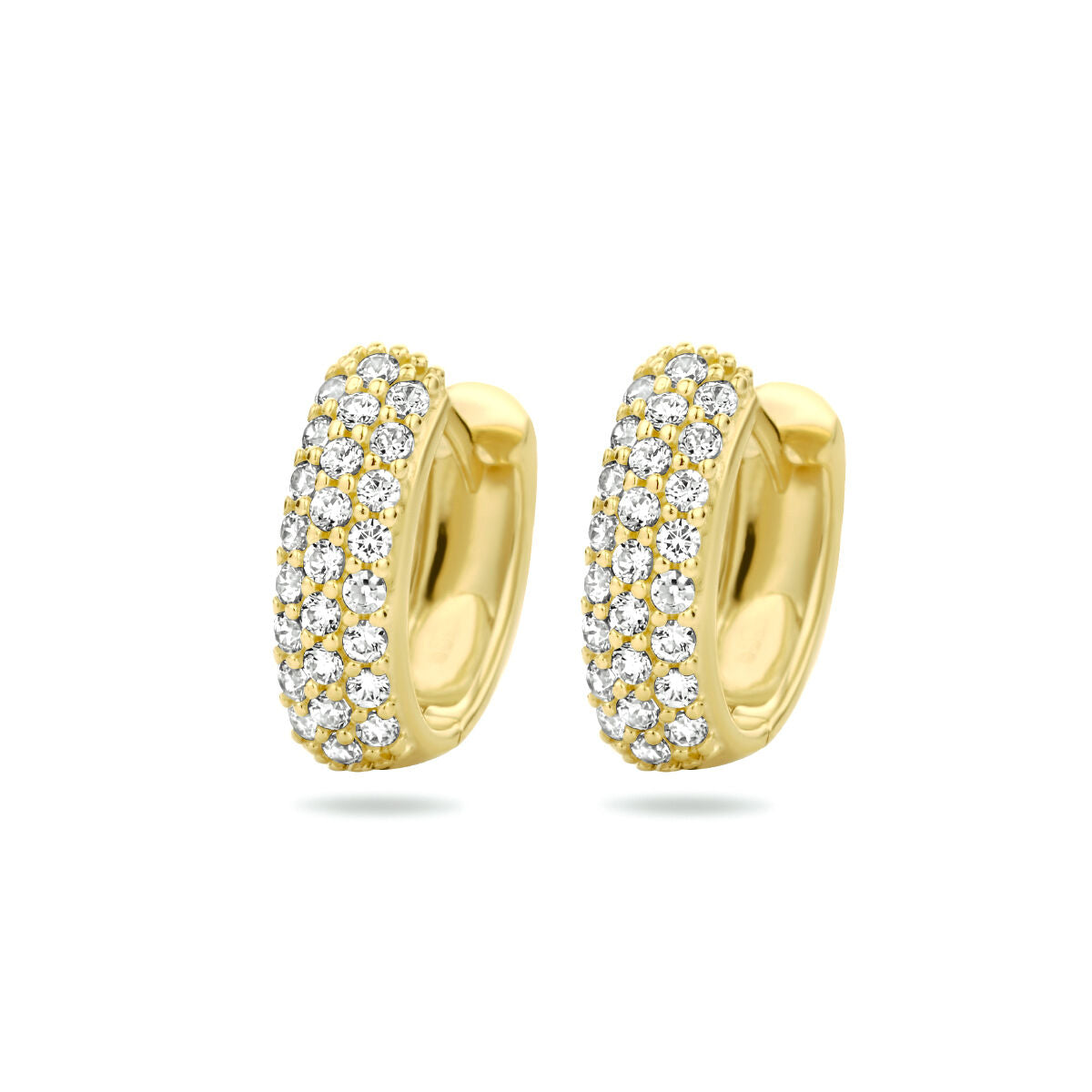 Orecchini alla creola in oro giallo 14K con zirconi.