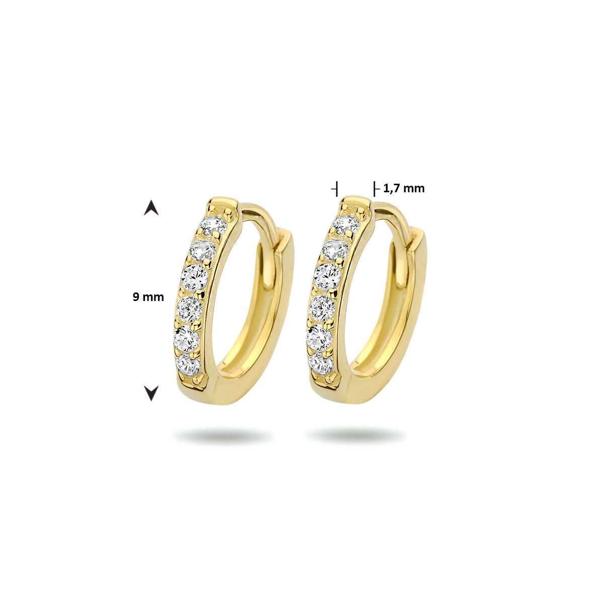 orecchini a cerchio zirconia 1 micron argento placcato oro (giallo)