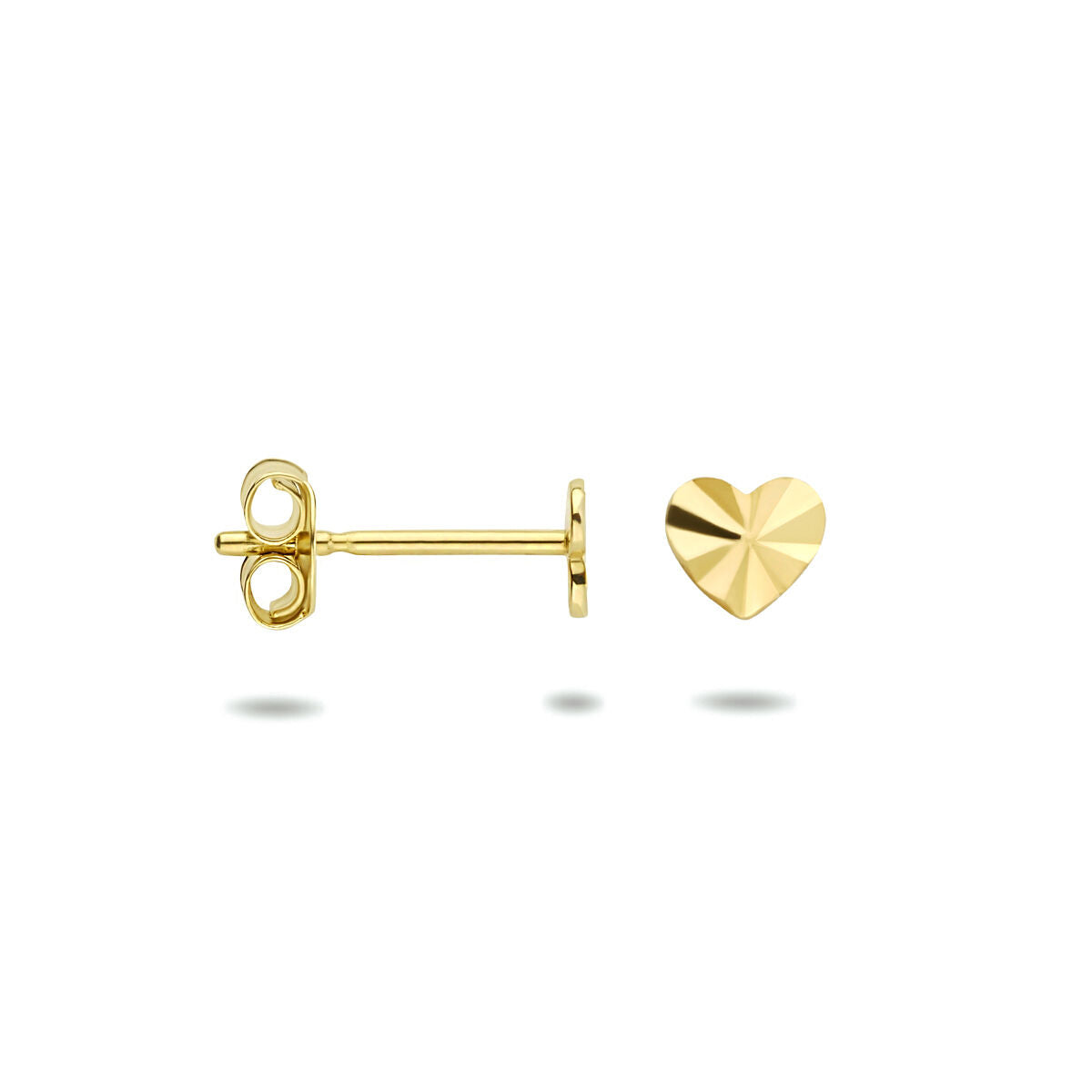 orecchini a bottone cuore diamantato oro giallo 14K