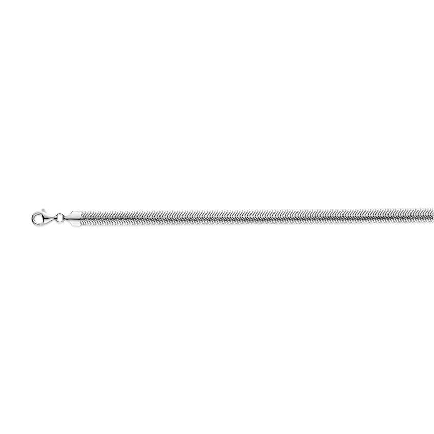 Zilveren gerhodineerde slangenarmband van 6,3 mm met een sluiting.