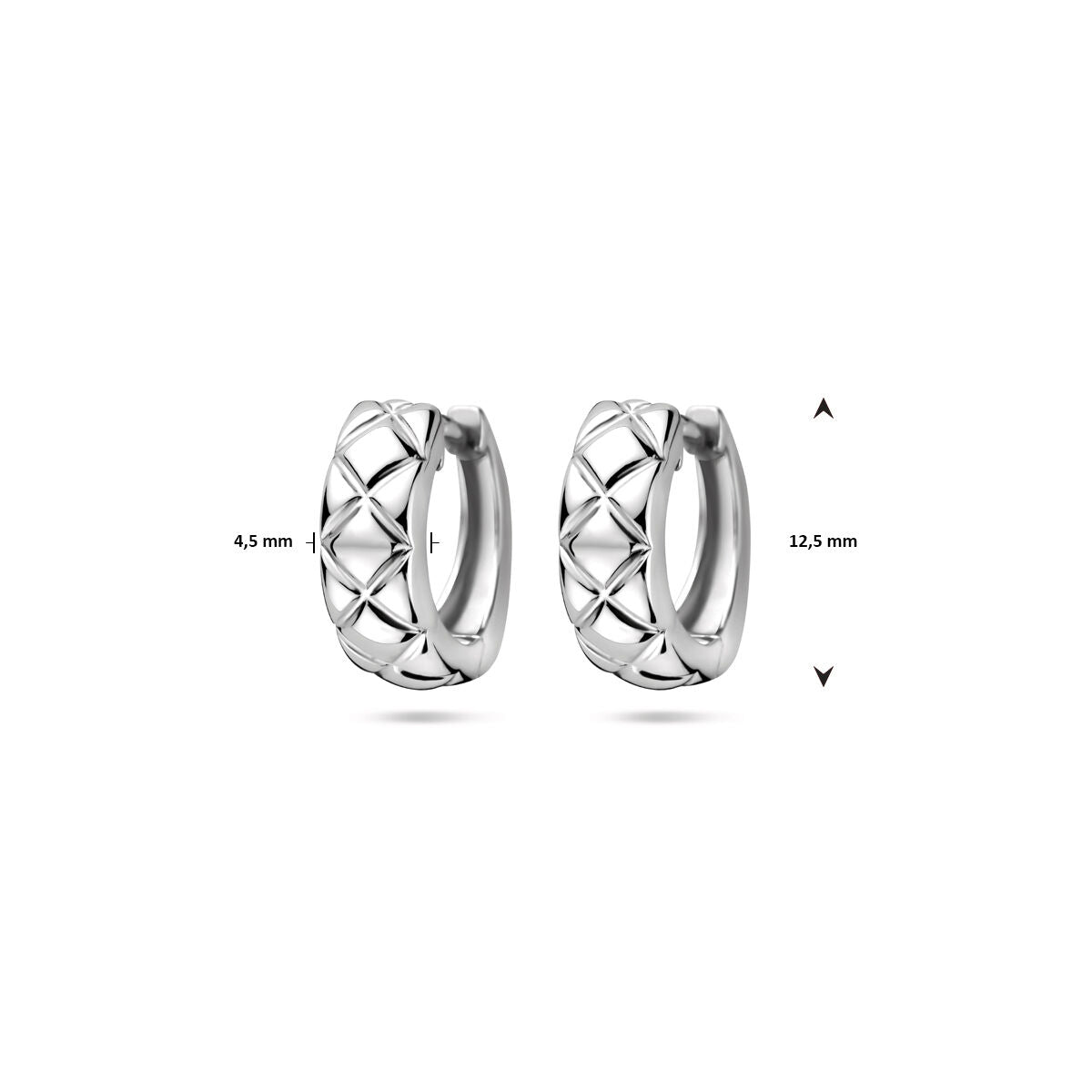 Orecchini a clip 12,5 mm argento rodiato