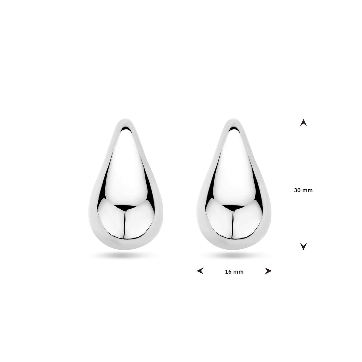 orecchini a bottone goccia 30 mm argento rodiato