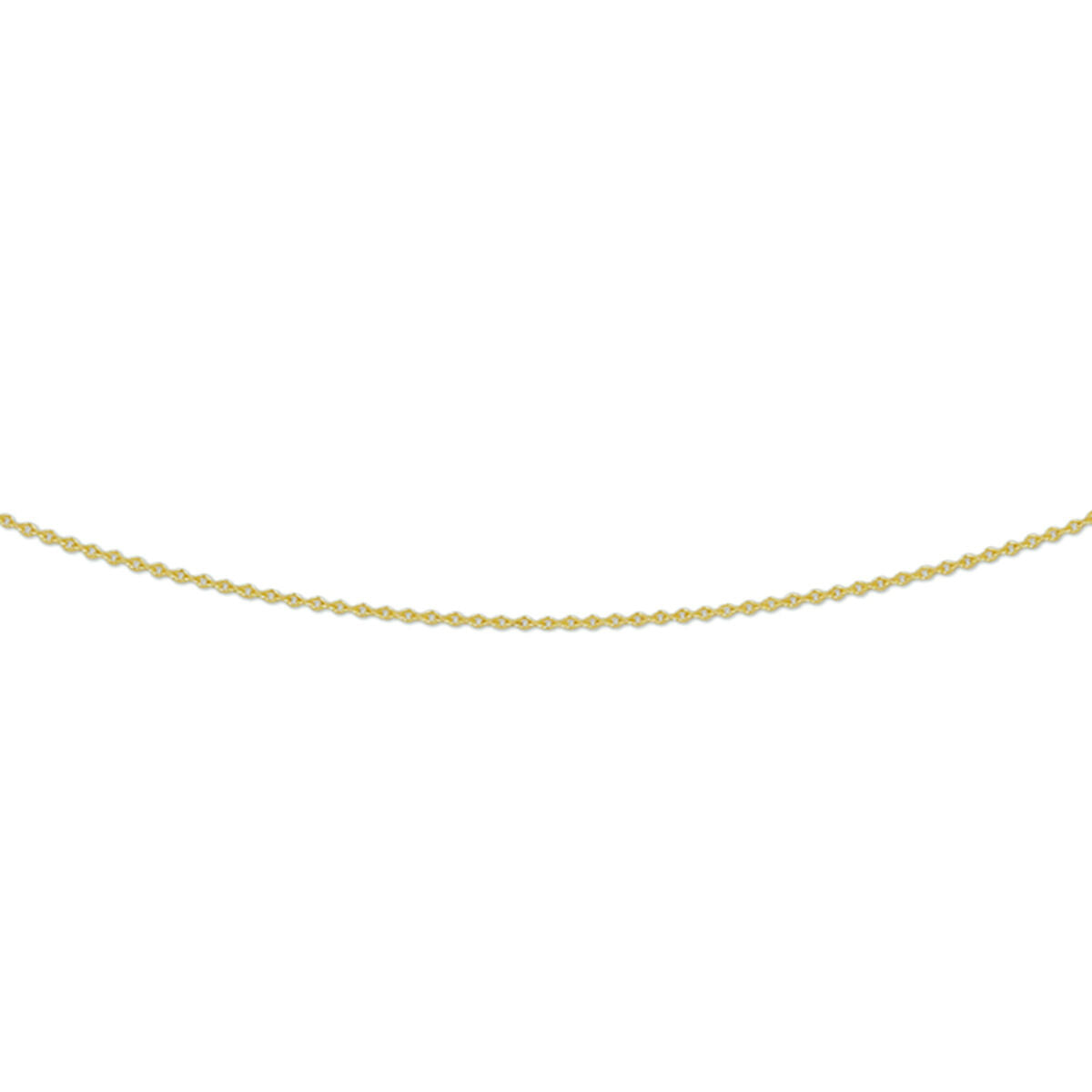Collana in oro giallo 14K con maglia piatta da 0,8 mm, disponibile in diverse lunghezze.