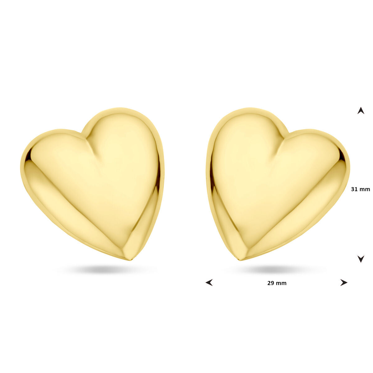 Van der Kooij Collezione - orecchini a lobo cuore 31 mm 1 micron argento dorato (giallo)