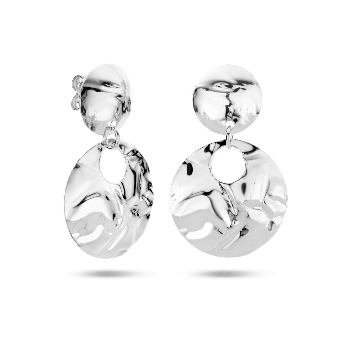 orecchini pendenti martellati argento rodiato