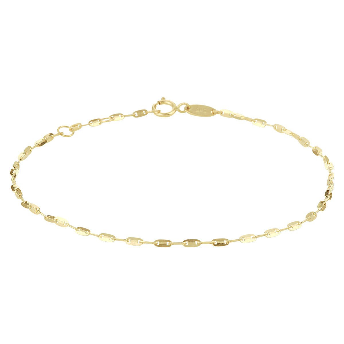 Bracciale in oro giallo 14K con maglie ovali, lunghezza 24-26 cm.