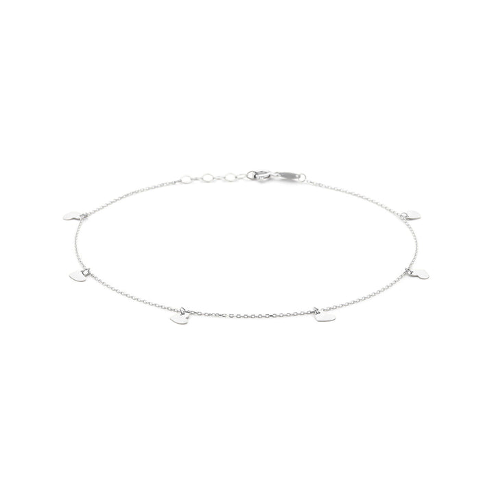 Zilver enkelbandje hartjes 1,0 mm 24 + 2 cm zilver gerhodineerd