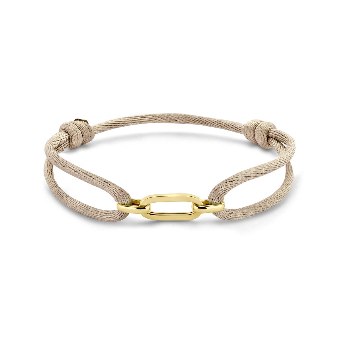 Bracciale da donna in oro 14k con finitura satinata e dettagli in pelle.