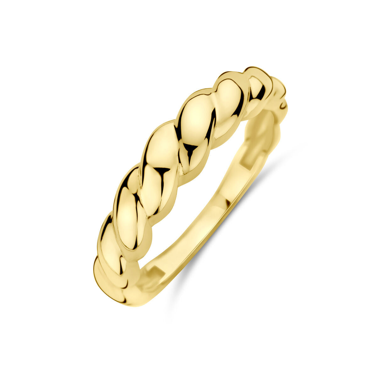 anello intrecciato in oro giallo 14K