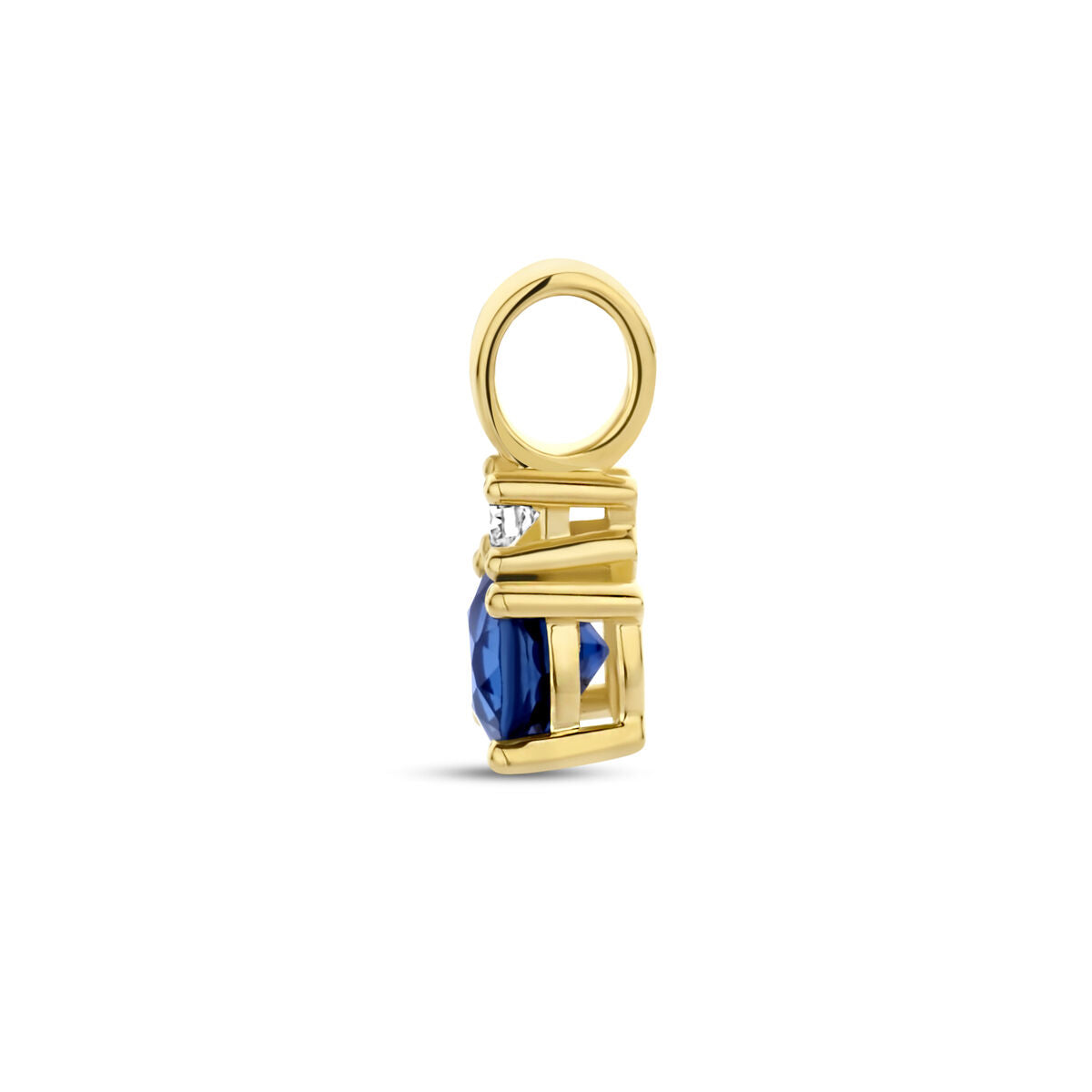 ciondolo zaffiro e diamante 0.02ct h p1 oro giallo 14K