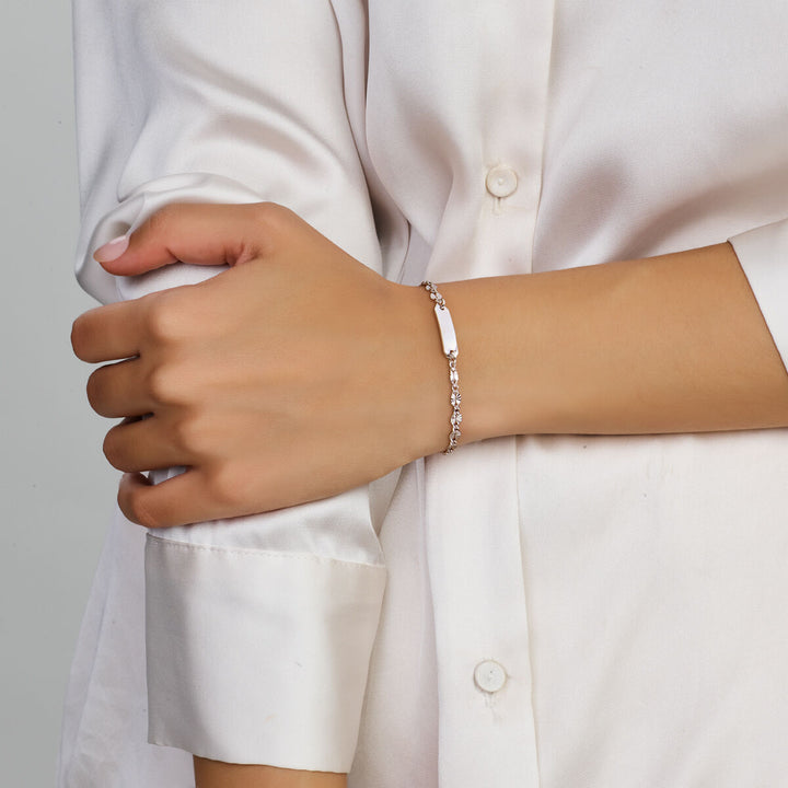 graveerarmband plaat 5,0 mm 16 + 2 cm zilver gerhodineerd