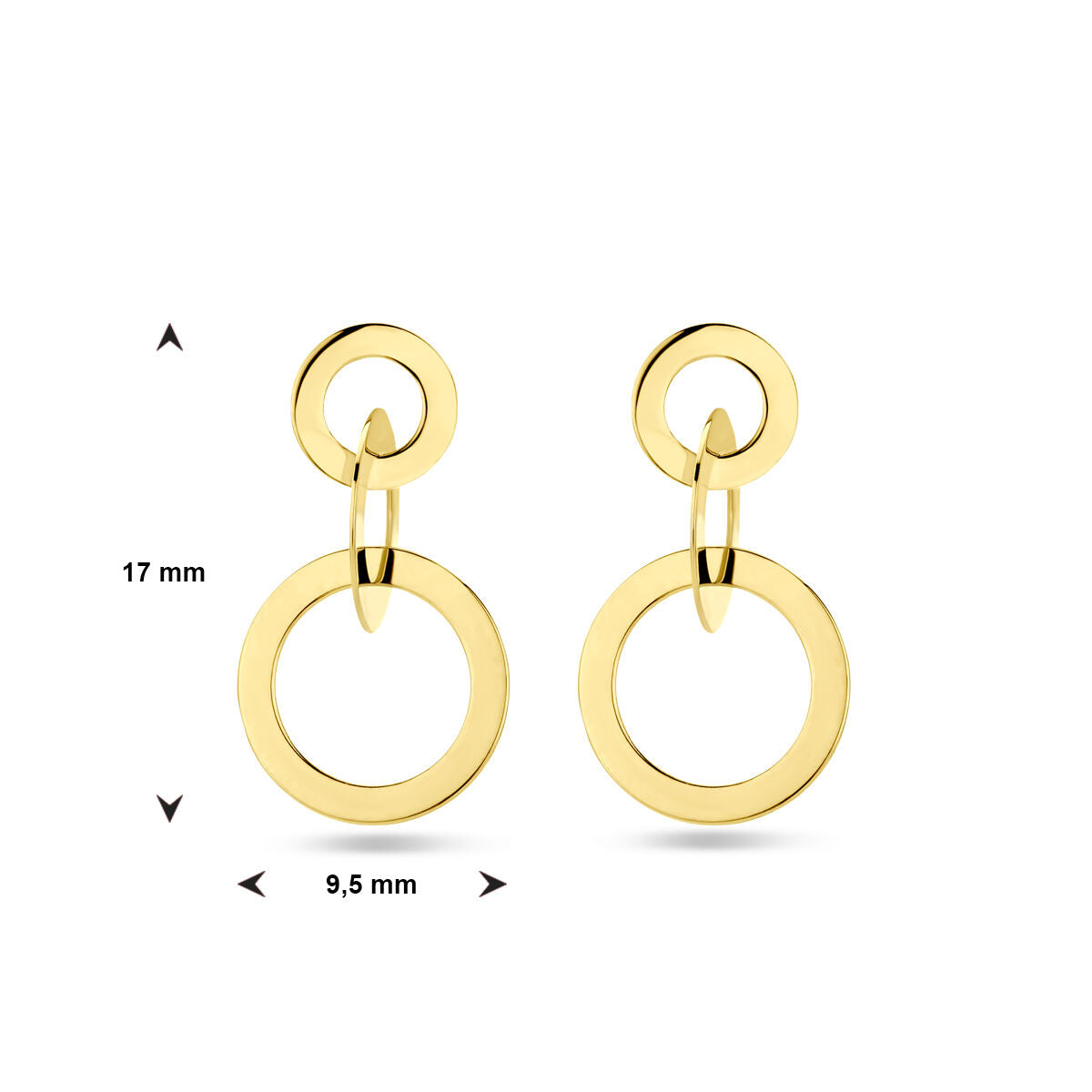 Orecchini pendenti cerchi 14K oro giallo