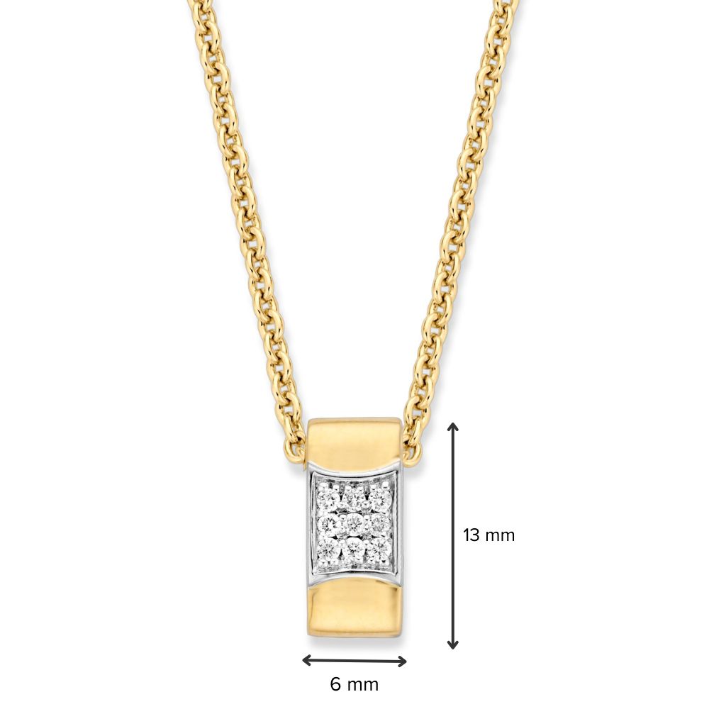 Ciondolo in oro giallo con diamante in montatura pavé - 14 carati - diamante 0,10 crt