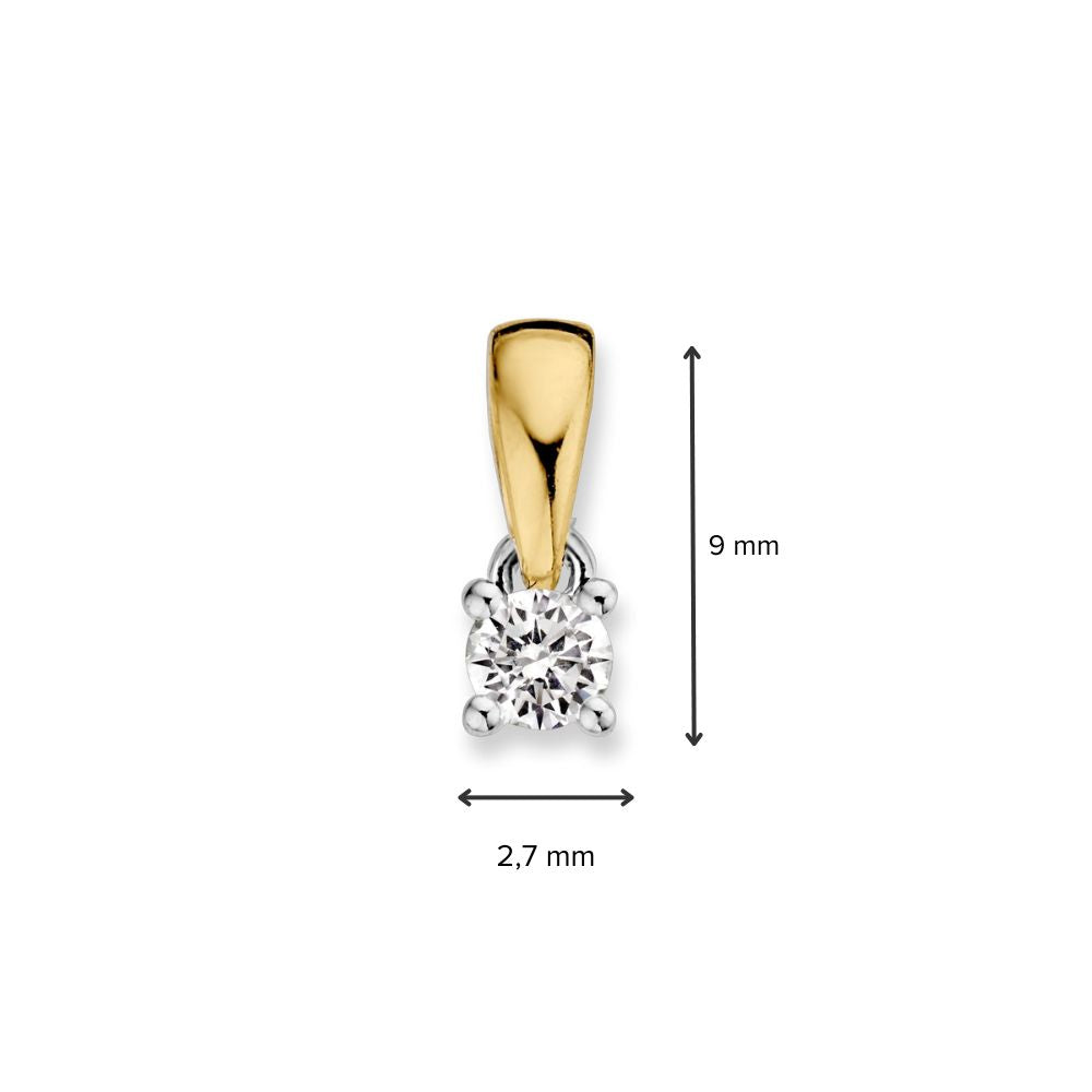 Ciondolo Solitario in Oro Bicolore con Diamante Brillante da 0,10 ct – Eleganza Senza Tempo per Donna