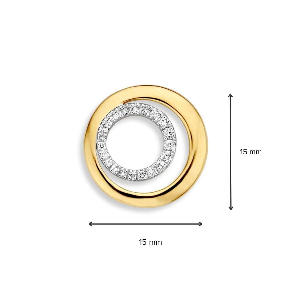 Ciondolo Bicolore in Oro Bianco e Giallo con Diamante Brillante da 0,11 Carati – Oro 14 Carati