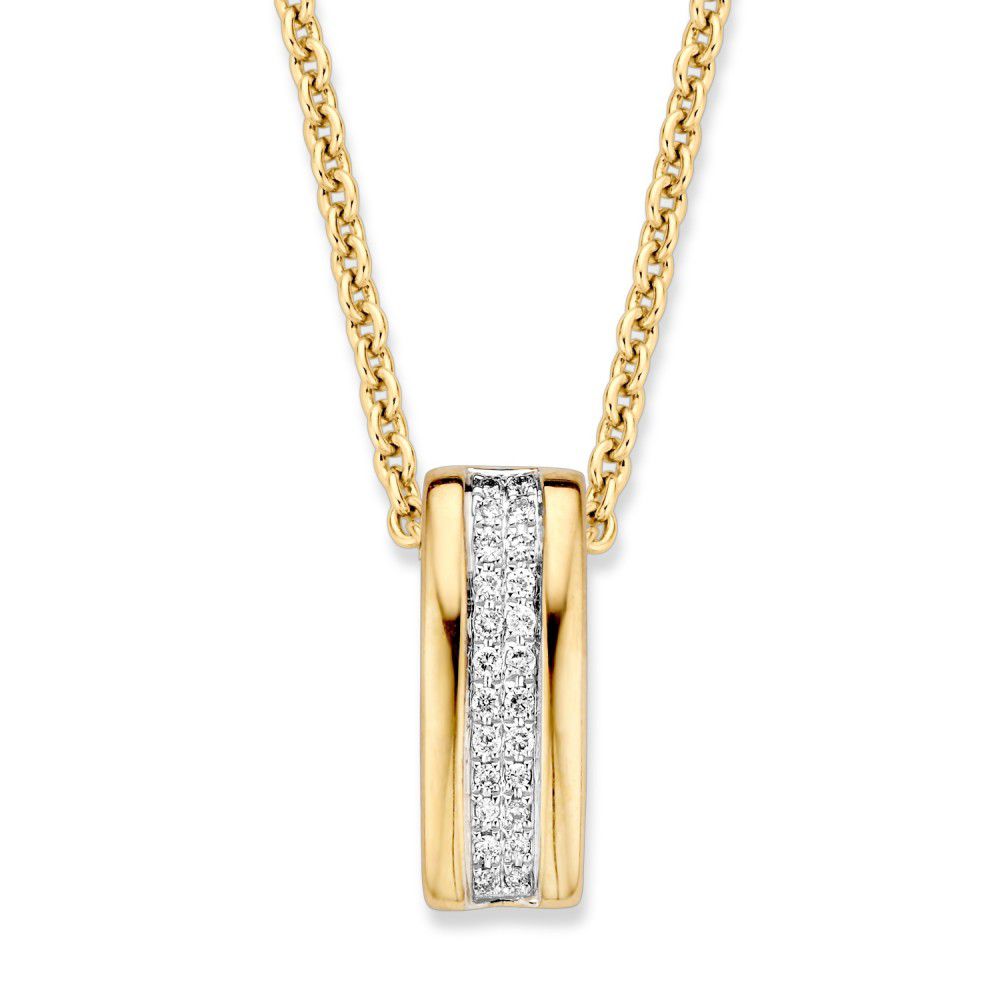 Ciondolo bicolore in oro giallo e bianco con diamanti in pavé, 14 carati, 0,14 crt.