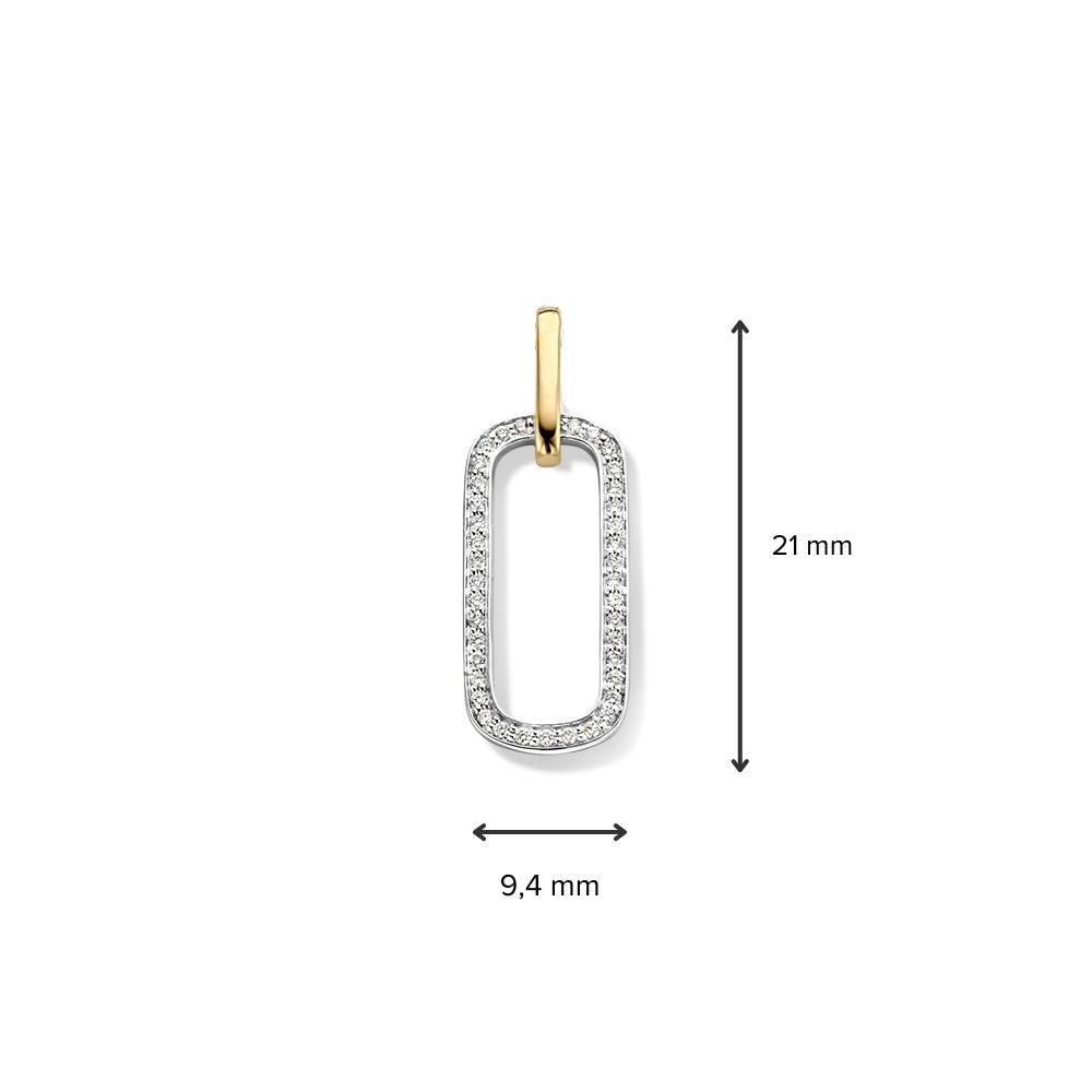 Ciondolo con diamante dal design accattivante - Ciondolo in oro giallo/bianco 14 carati - 0,14 crt diamante
