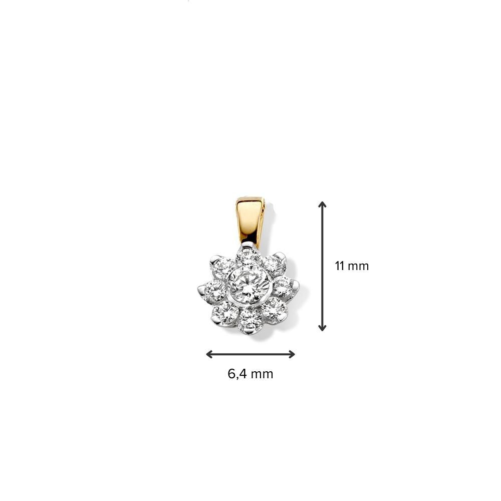 Ciondolo Entourage in Oro Giallo con Diamante Brillante - 14 Carati - Diamante 0,21 ct