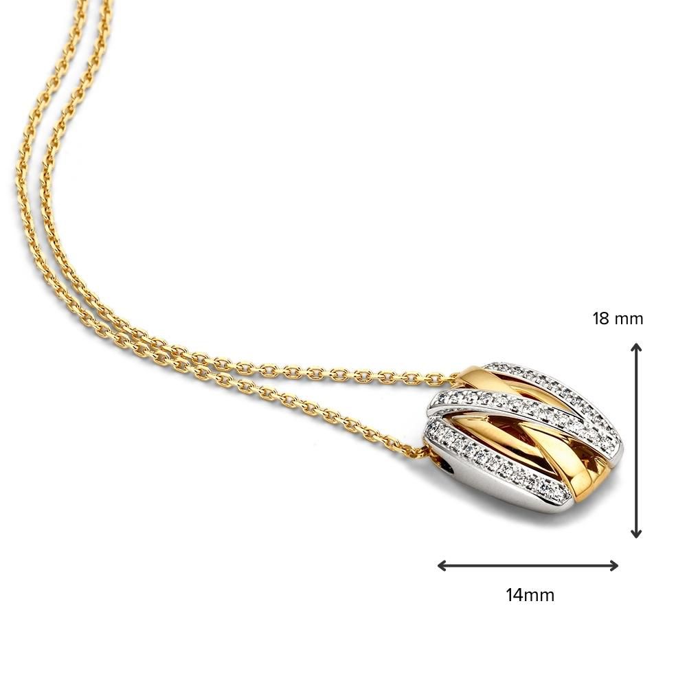 Ciondolo in Oro Bicolore con Diamante Brillante 0,25 crt - 14 carati