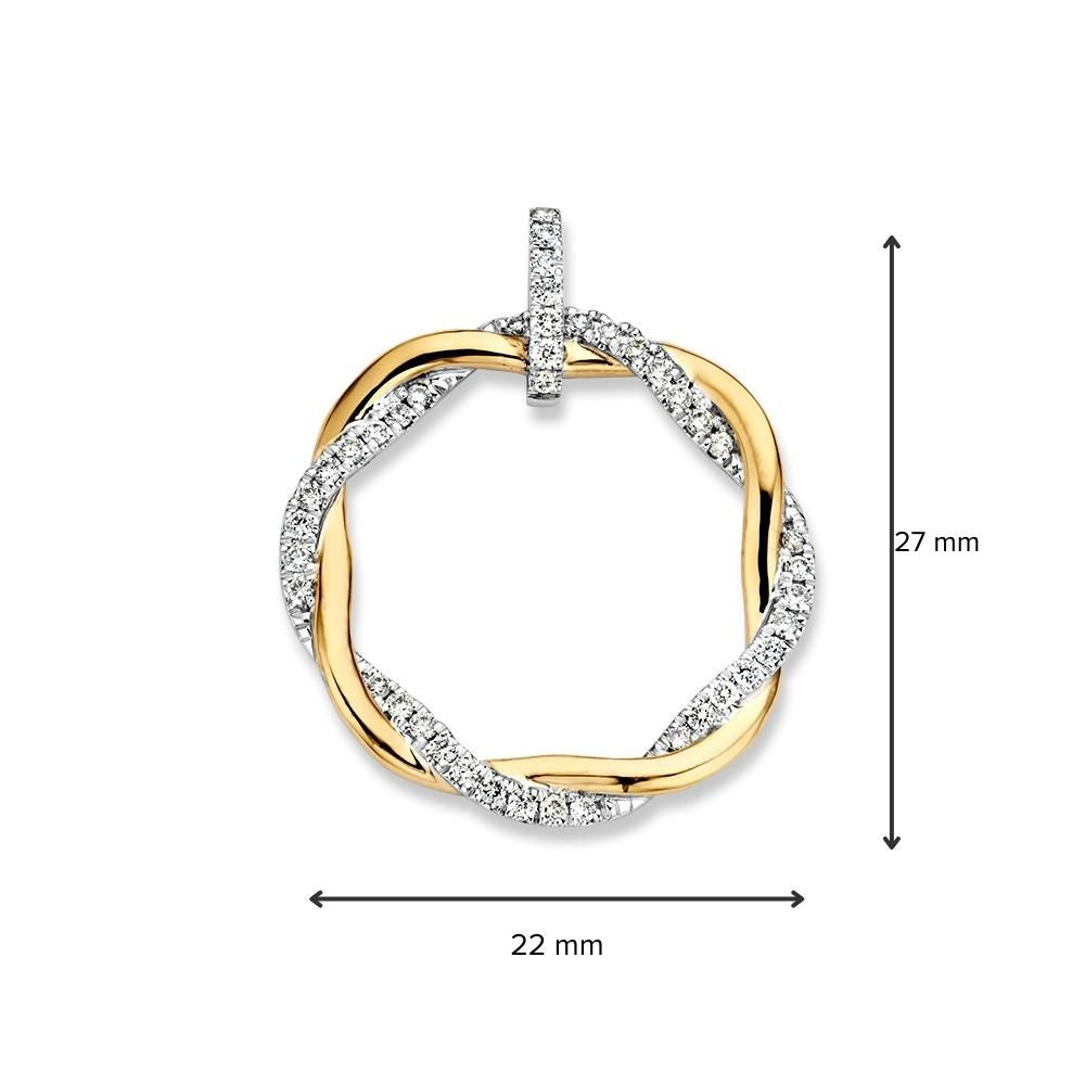 Ciondolo Bicolore in Oro con Fascia Attorcigliata e Diamante