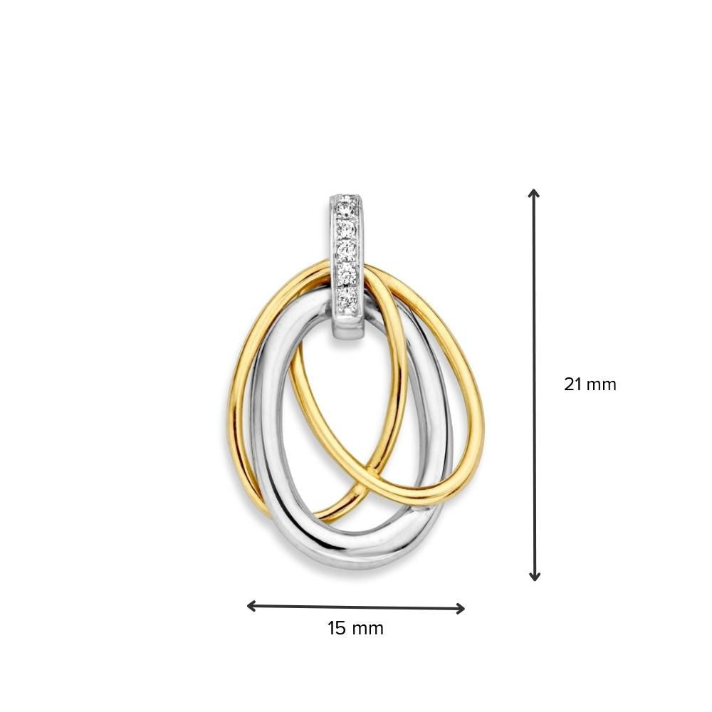 Ciondolo in Oro Bicolore con Zirconia – Elegante Combinazione di Oro Giallo e Bianco