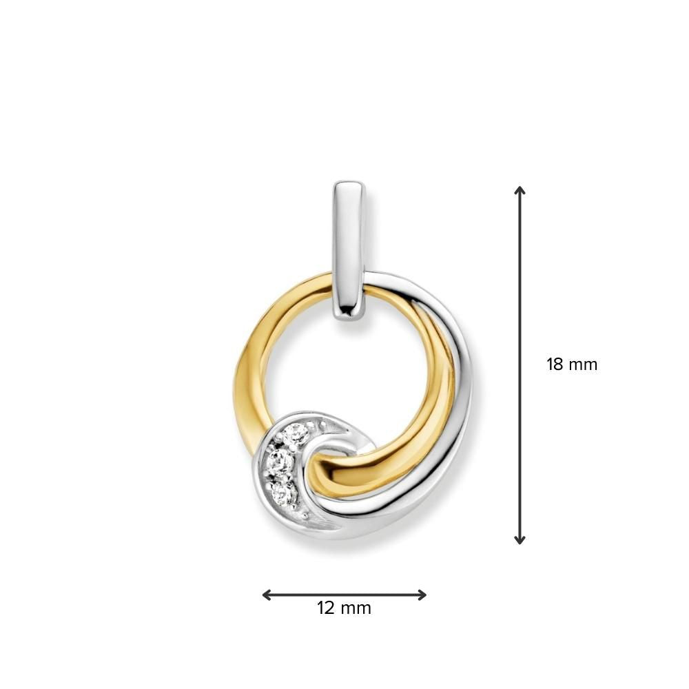 Ciondolo Bicolore in Oro Bianco e Giallo con Zircone – Elegante e Raffinato