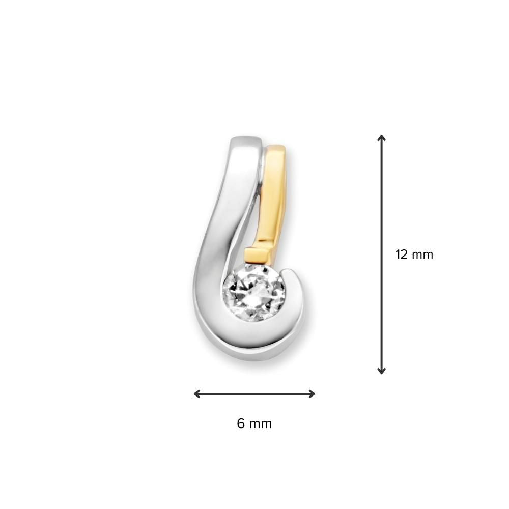 Ciondolo Bicolore in Oro Bianco e Giallo con Zirconi – Sottile ed Elegante