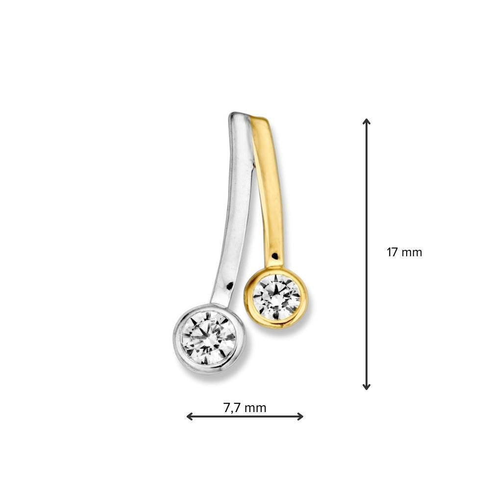 Ciondolo Bicolore in Oro Bianco e Giallo con Zircone – Design Elegante e Senza Tempo