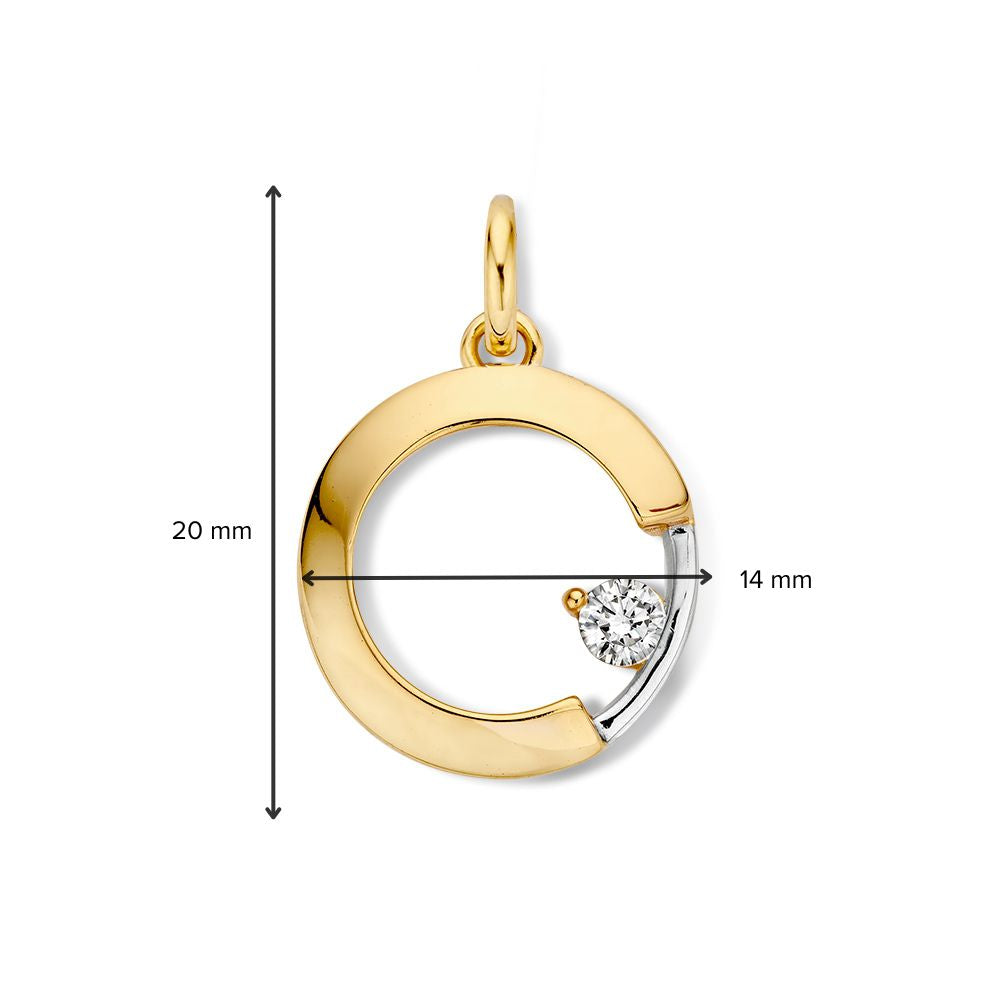 Ciondolo Bicolore in Oro con Zirconia – Raffinata Eleganza in Oro Giallo e Bianco
