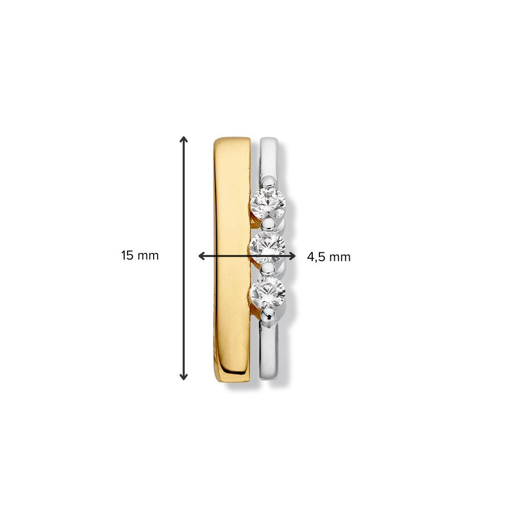 Ciondolo bicolore in oro con tre zirconi – Eleganza in oro giallo e oro bianco