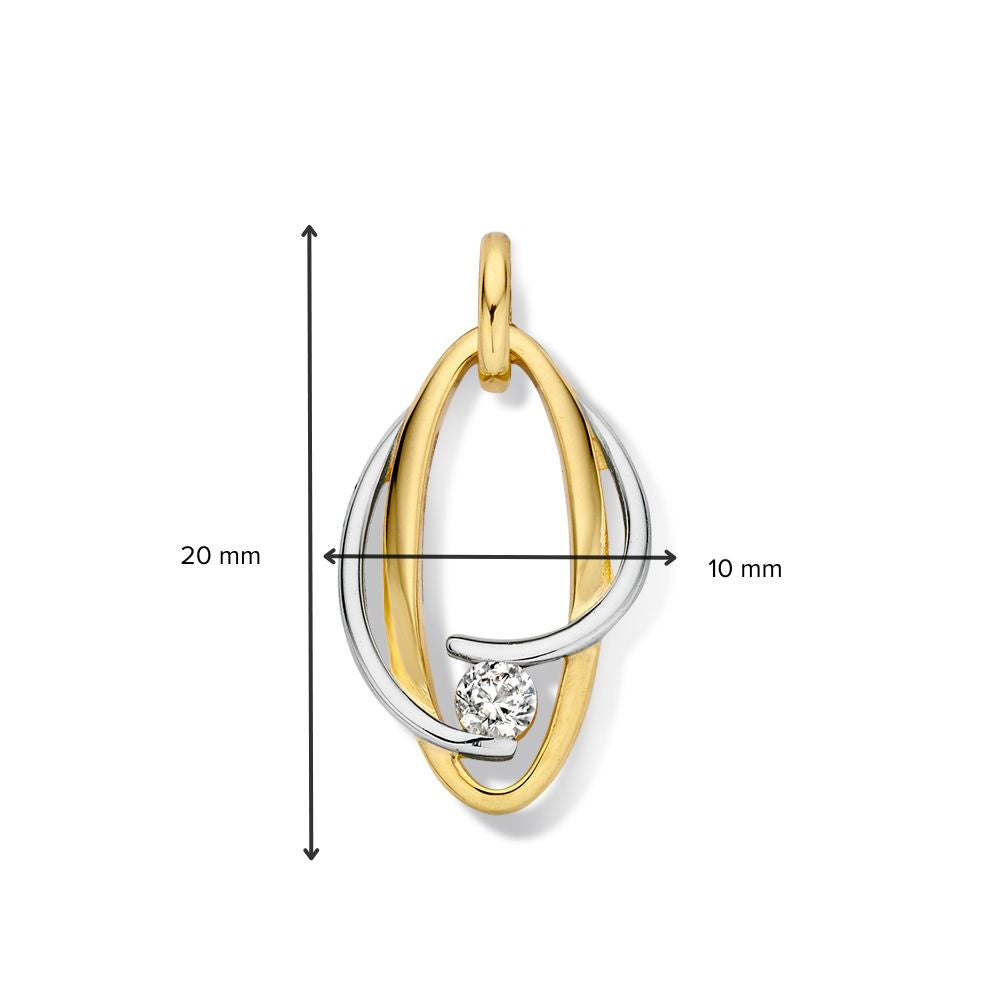 Ciondolo Bicolore in Oro Bianco e Giallo con Zirconia