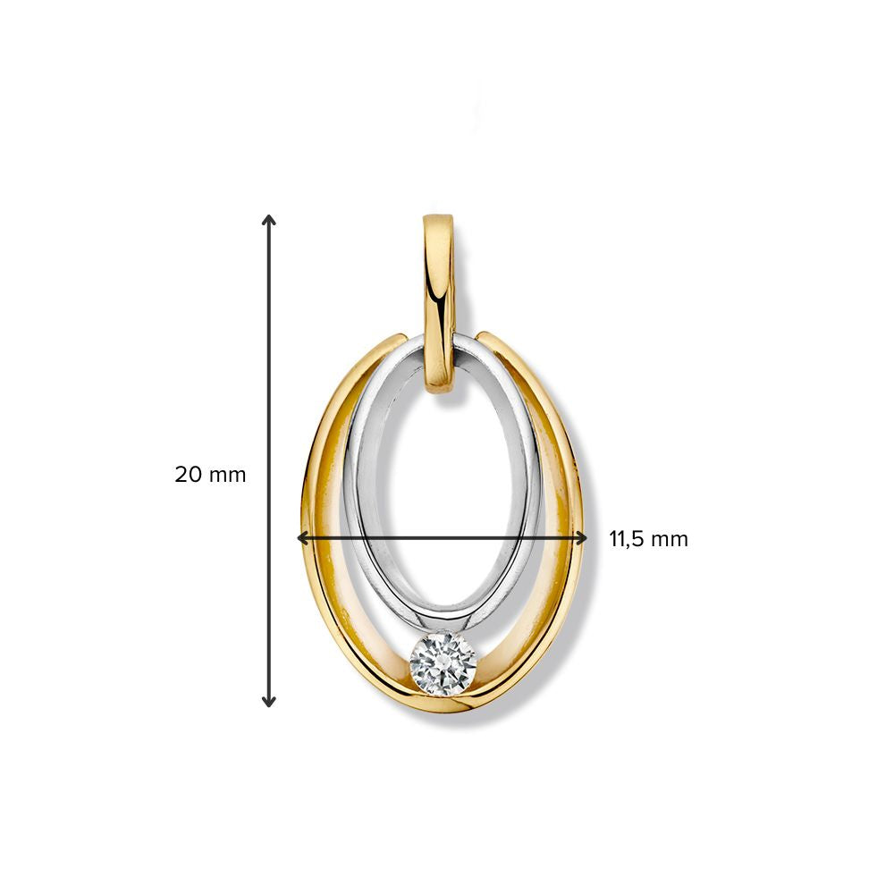 Ciondolo Bicolore in Oro Bianco e Giallo con Zircone – Eleganza e Stile in Uno