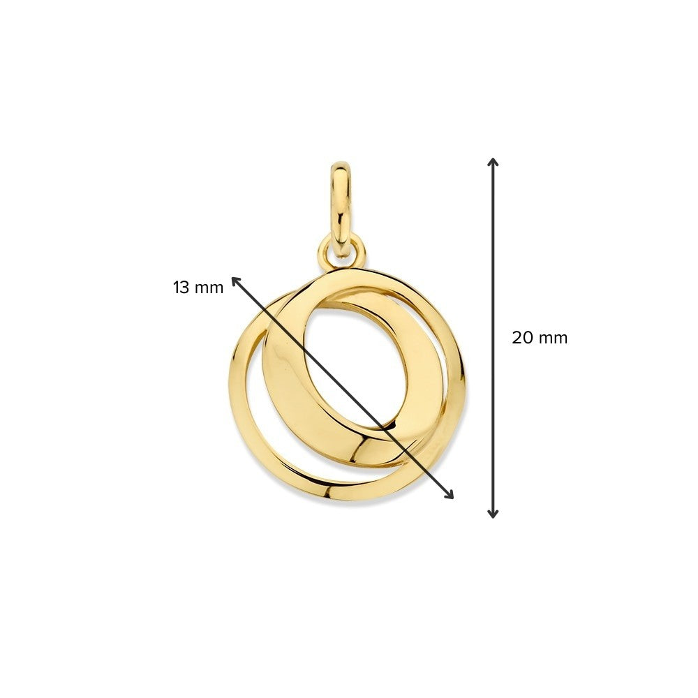 Ciondolo in Oro Giallo 14K con Due Cerchi Collegati per Donna – Gioiello Elegante e Sottile