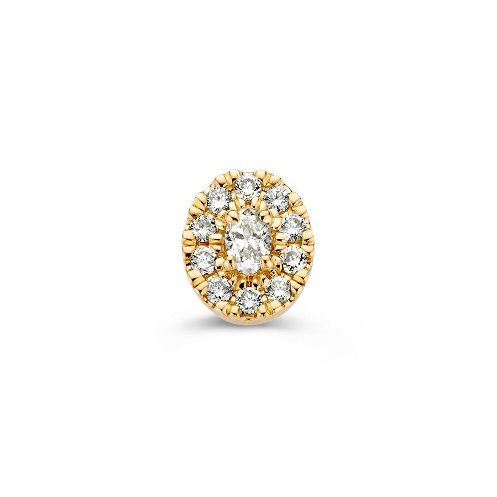 Ciondolo in oro giallo 14k con diamanti ovali e brillanti da 0,21 ct, design elegante.