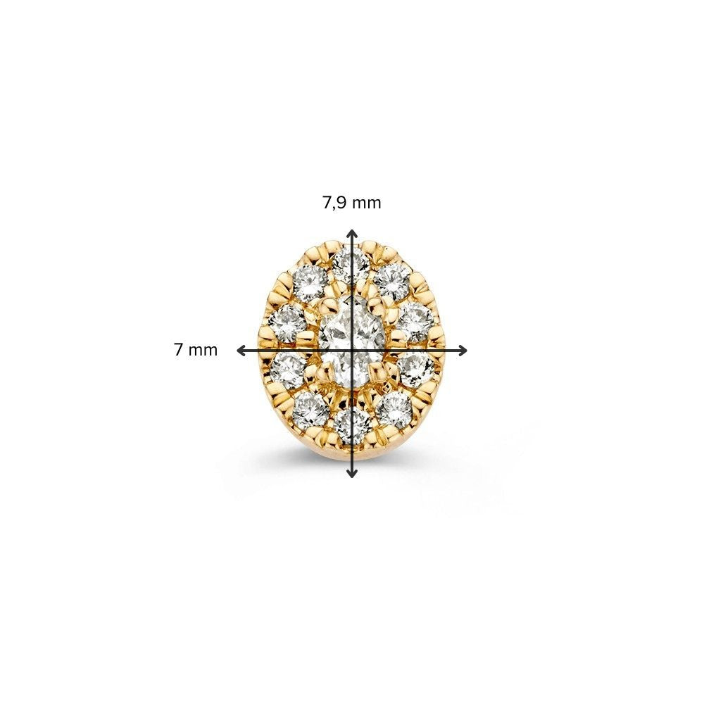 Elegante Ciondolo Entourage in Oro Giallo 14 Carati con Diamanti Ovali e Brillanti 0.21 crt per Donna
