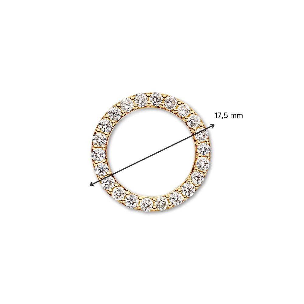 Elegante Ciondolo Tondo in Oro Giallo con 0,74 ct di Diamanti Scintillanti e Anelli Nascosti