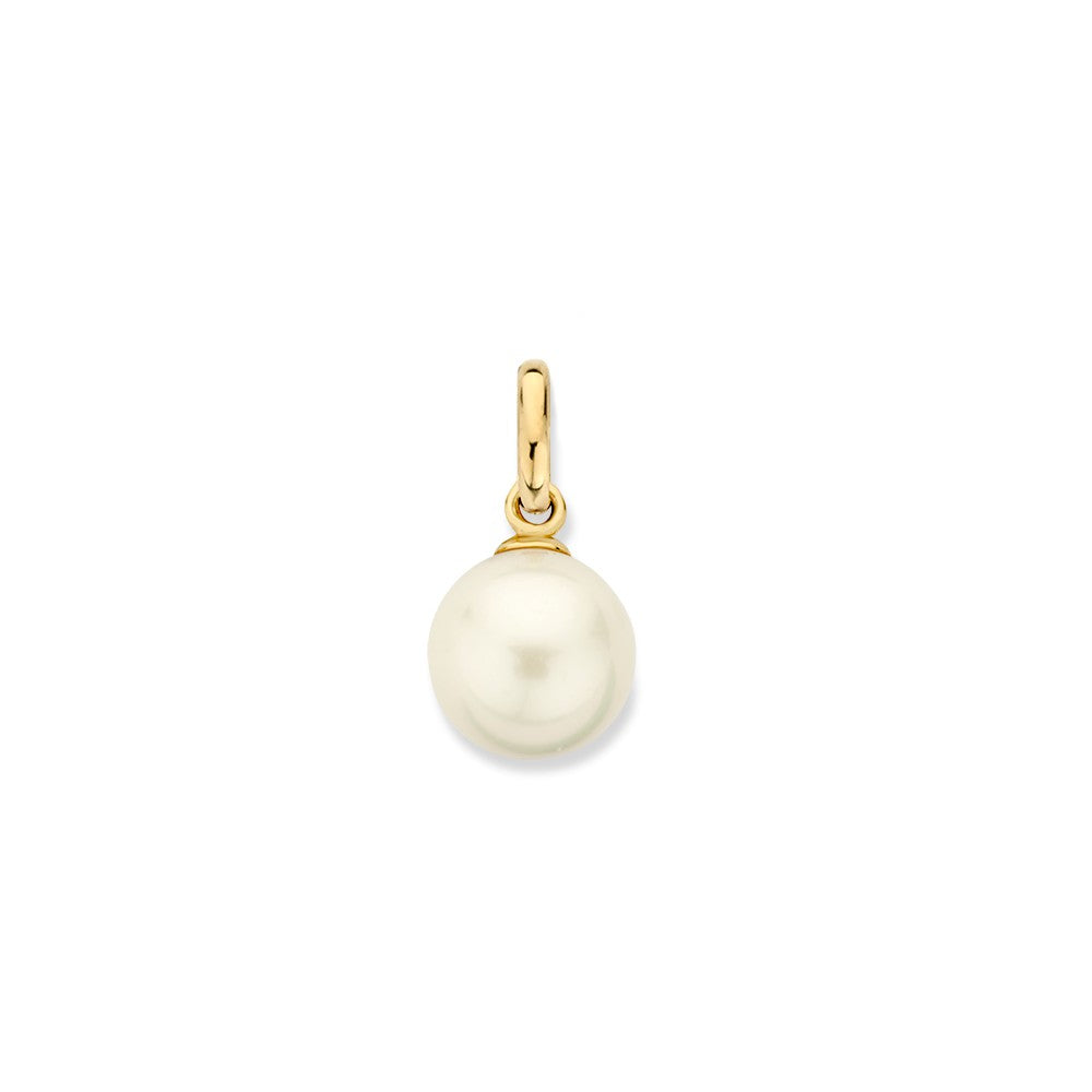 Ciondolo in oro giallo elegante con perla di acqua dolce, finitura lucida.
