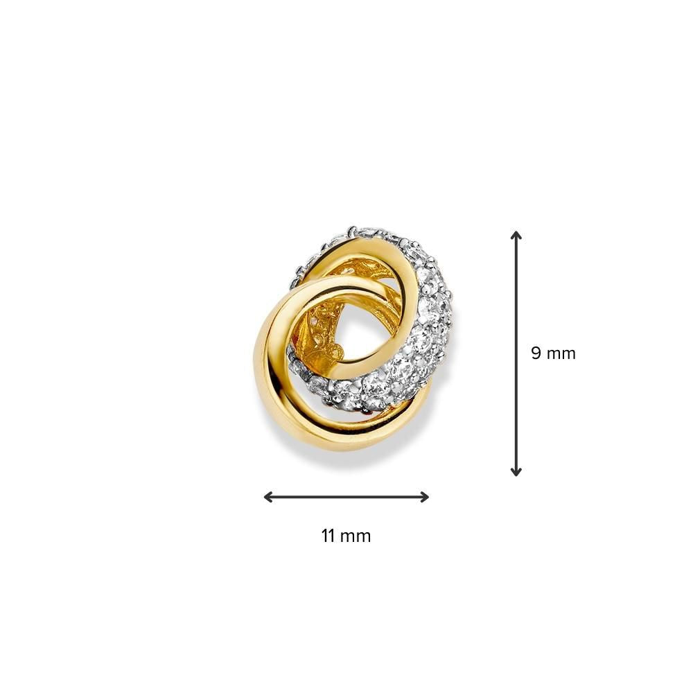 Ciondolo Bicolore in Oro Bianco e Giallo con Zirconia – 14 Carati, 1,3 Grammi, 2,8 mm